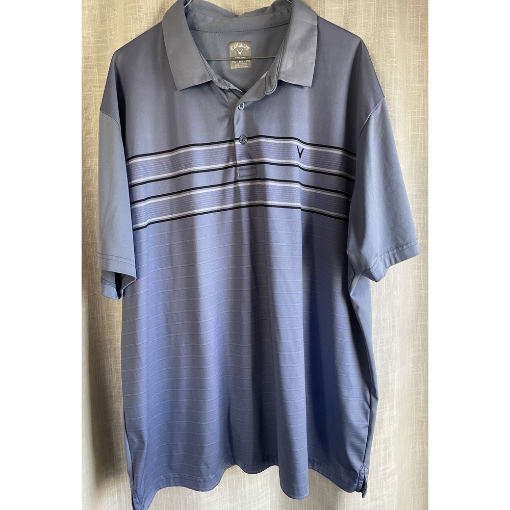 Callaway Opti-Dri Mens XXL Blue Striped Golf Polo Shirt